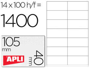 Etiqueta adhesiva apli 1275 tamaño 105×40 mm -fotocopiadora -laser -ink-jet-caja con 1400 etiquetas