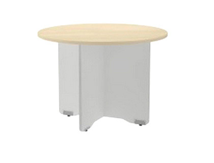 Mesa de reunion rocada meeting 3006ab01 estructura madera gris aluminio en aspas tablero haya 120 cm diametro