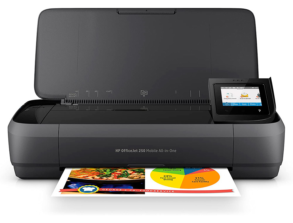 Equipo multifuncion portatil hp officejet 250 wifi 4800×1200 tinta 10 ppm negro 7 color ppm escaner copiadora