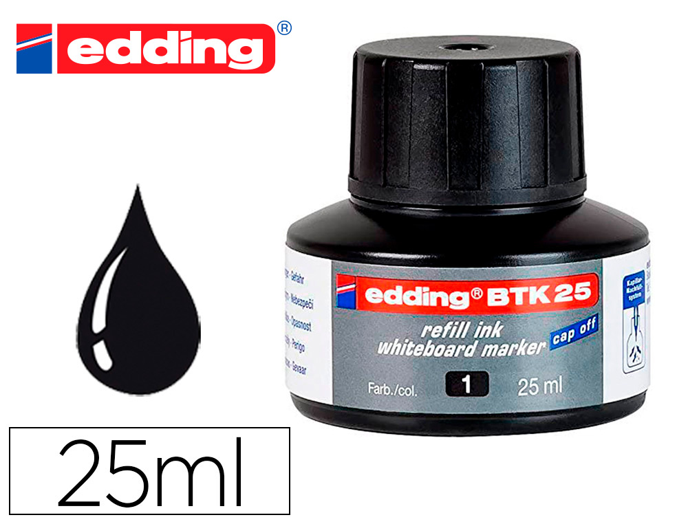 Tinta rotulador edding pizarra blanca btk-25 color negro bote 25 ml