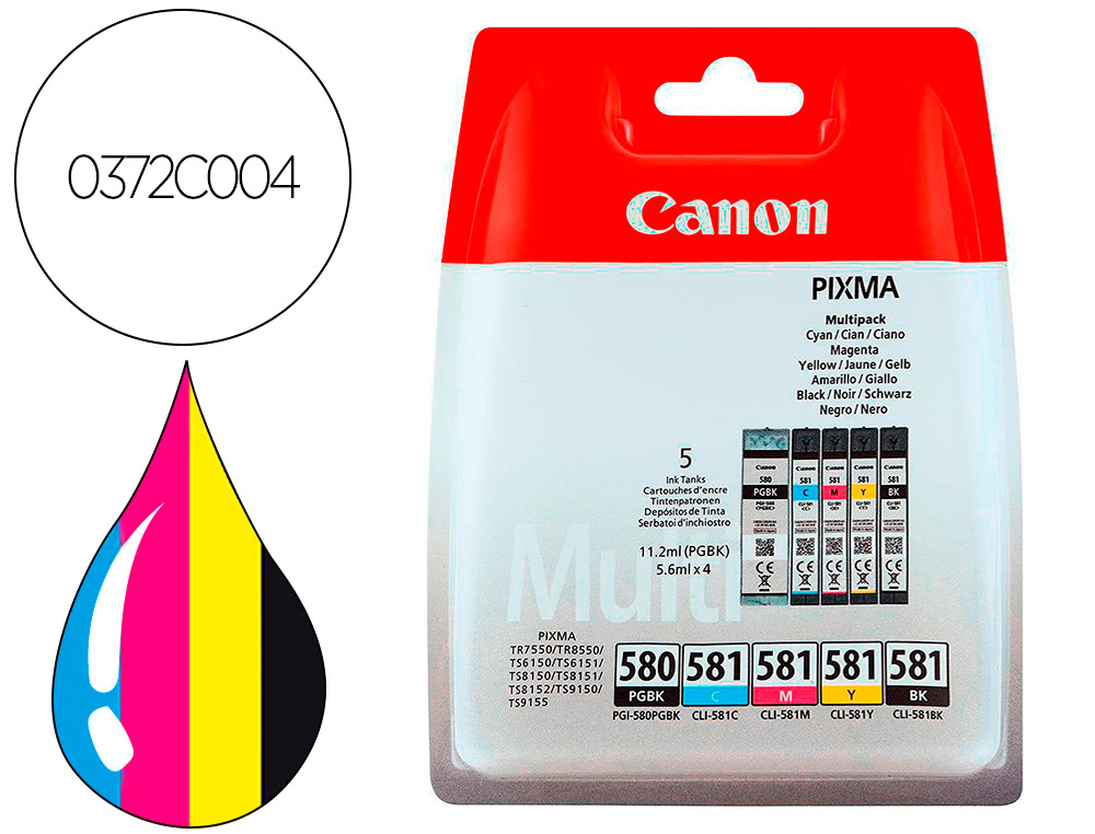 Ink-jet canon pixma cli 571 multipack de 4 colores negro / amarillo / cian / magenta