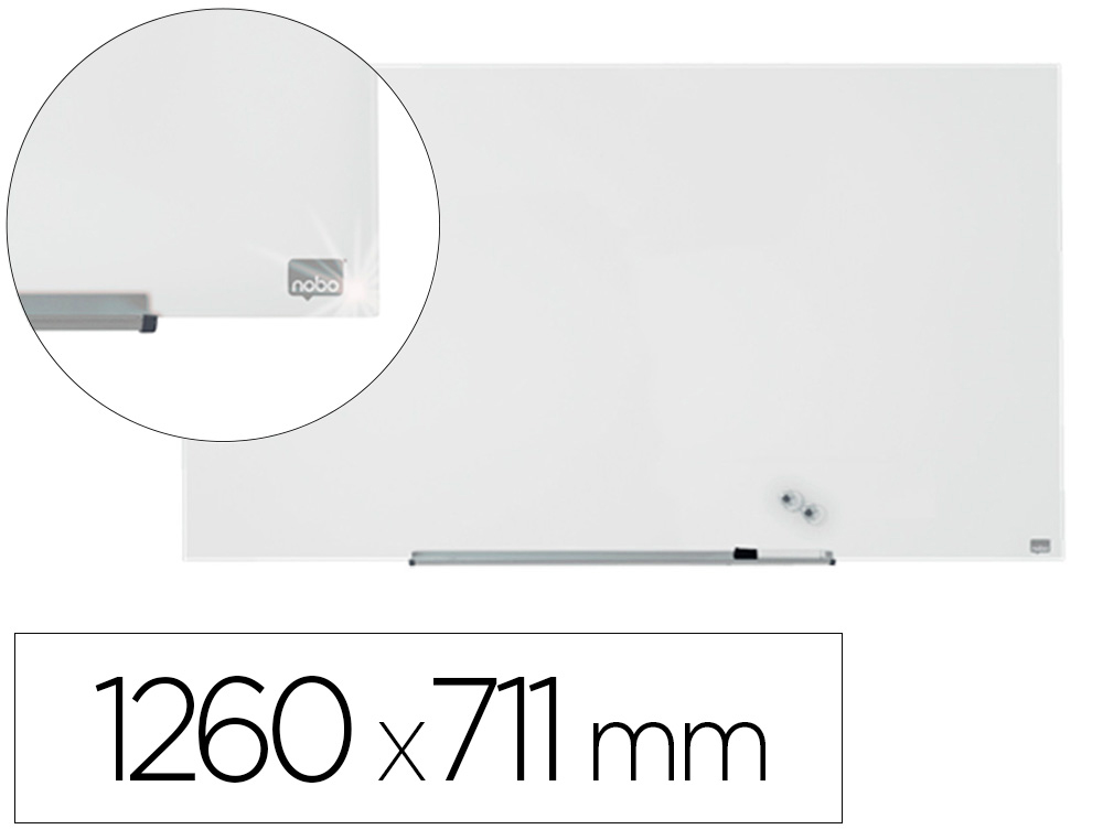 Pizarra blanca nobo impression pro cristal 57″ magnetica 1260×711 mm”