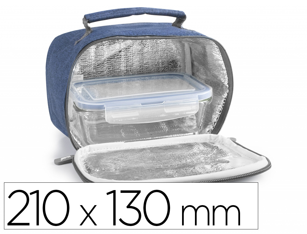 Bolso portaalimentos ibili tela con bolsillo exterior color azul 210×130 mm