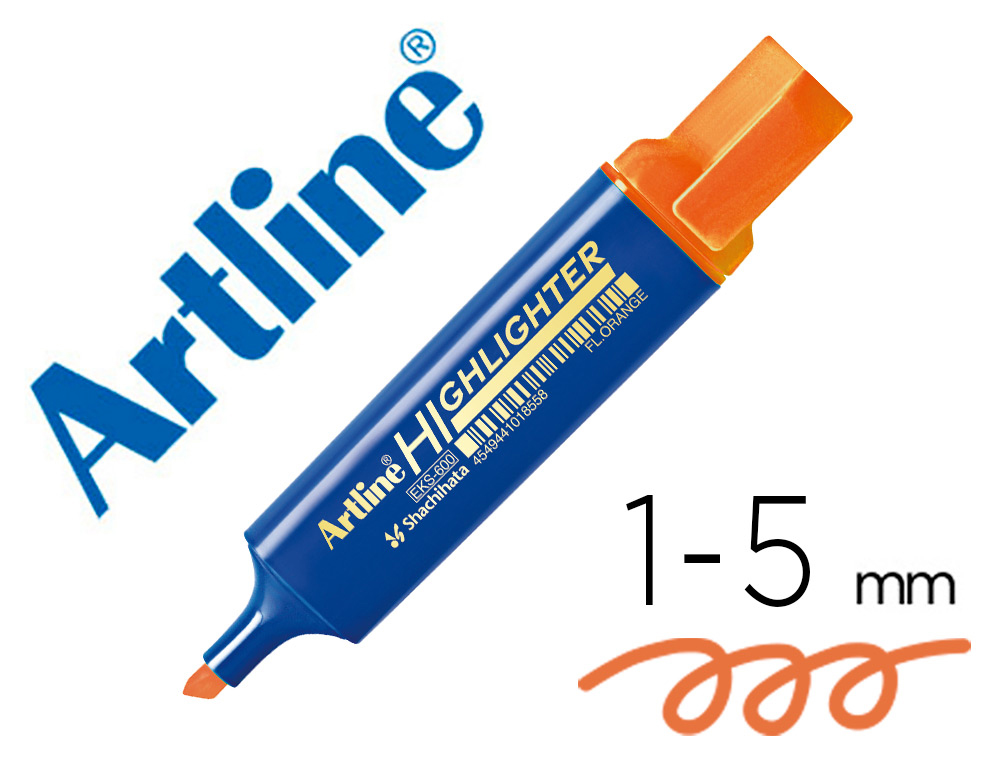 Rotulador artline fluorescente eks-600 naranja punta biselada