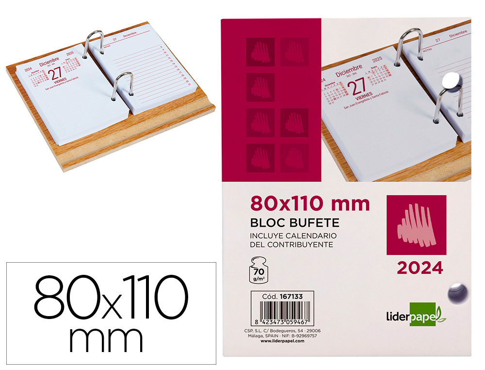 Bloc bufete liderpapel 2024 80×110 mm papel 70 gr texto en castellano