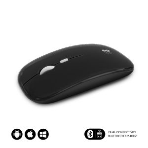 Ratón Óptico Inalámbrico 2.4G y Bluetooth Dual Flat Mouse Recargable Negro