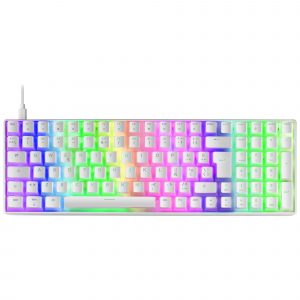 MKULTRA Teclado Mecánico Blanco RGB Compacto 96% Switch Outemu SQ Azul Español