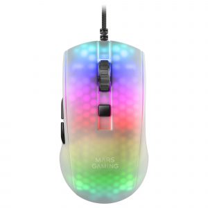 MMRW Blanco, Ratón Gaming RGB Chroma Estructura Translúcida Ultra-ligera 58g 12800 DPI Switches Mecánicos HUANO