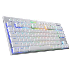 K621W-RGB-SP RD teclado USB + RF Wireless + Bluetooth QWERTY Español Plata, Blanco