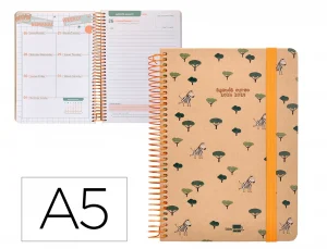 Agenda escolar liderpapel año 24 – 25 escolar classic zebra día página a5 papel fsc banda elastica