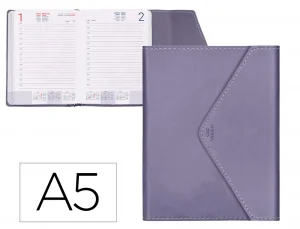 Agenda encuadernada liderpapel psara a5 2025 día página color violeta papel 70 gr