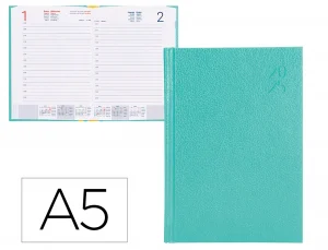 Agenda encuadernada liderpapel corfu a5 2025 semana vista color verde menta papel 60 gr