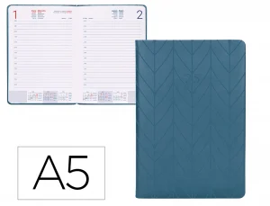 Agenda encuadernada liderpapel lipsi a5 2025 día página color azul papel 70 gr